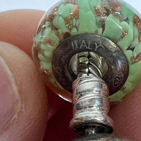 Authentic Pandora Ale Sterling Silver Snake Bracelet w/ Italy Murano Glass Charm - Picture 10 of 13